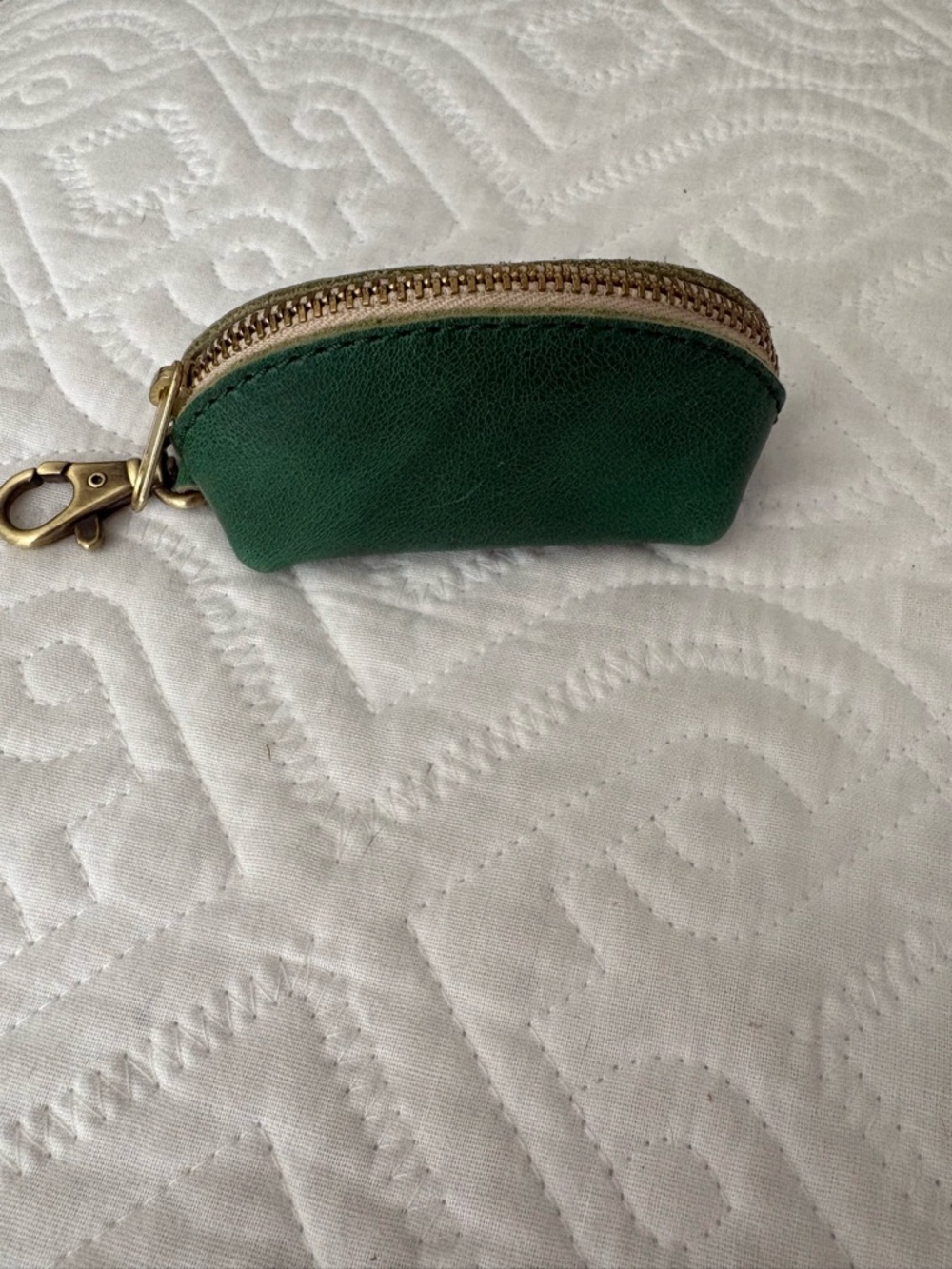 Portland Leather Green Taco Coin Pouch Keychain with Brass Clasp